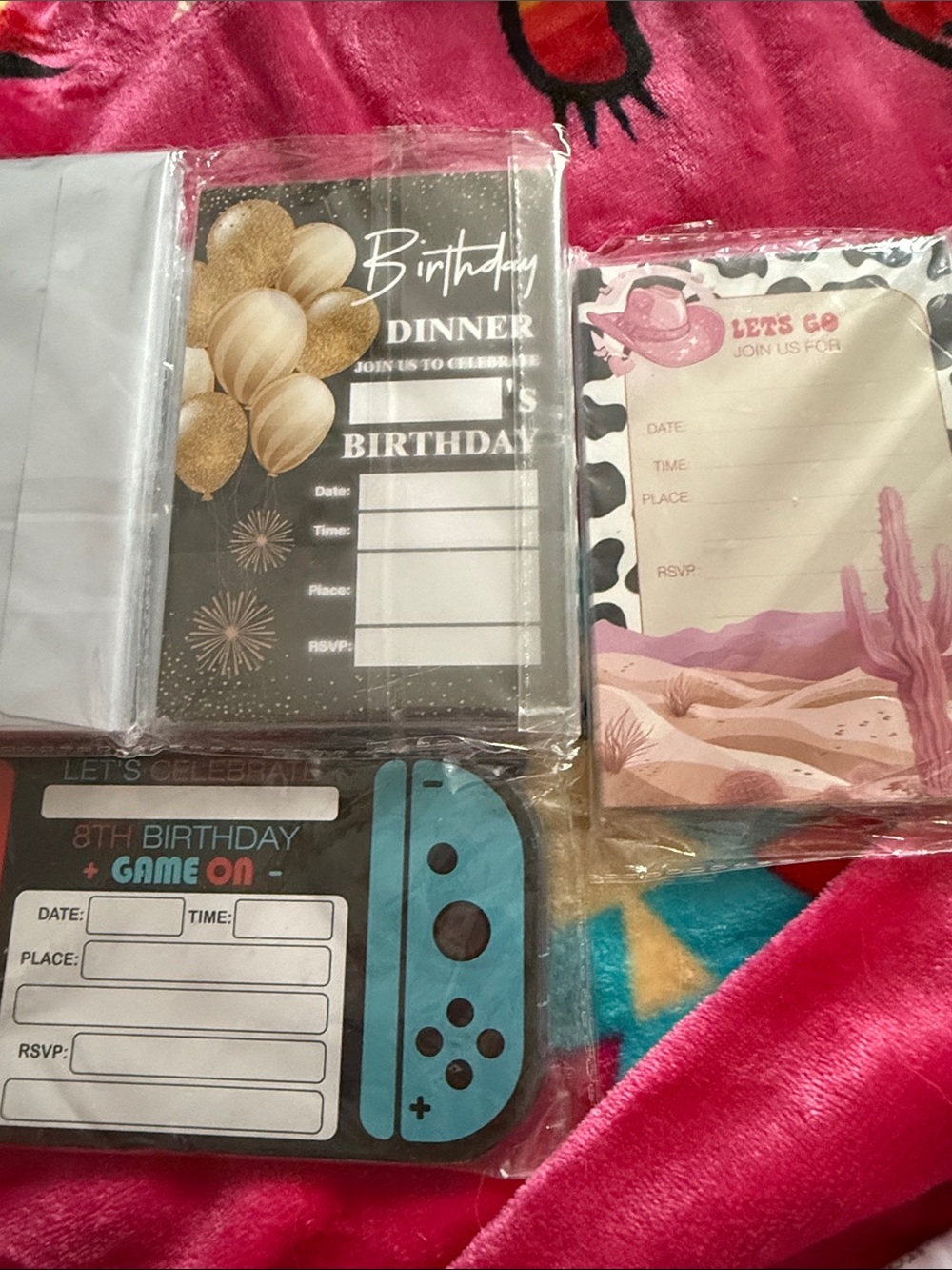 New Party Invitations (30) 8th Birthday Game On, Yee Haw Girls, Birthday dinner